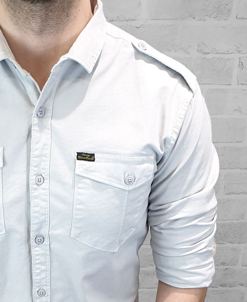 Grey Plain Denim Shirt