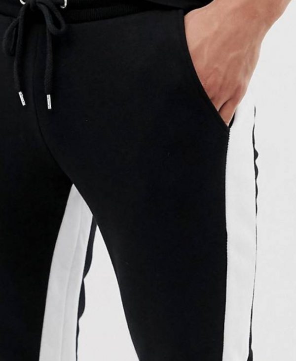 Urban Black Stripes Ribbed Track Pant