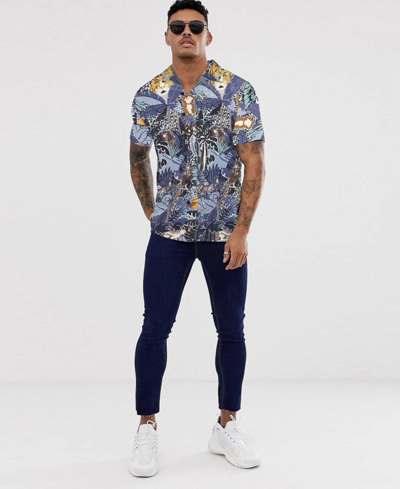 Animal Printed Half Sleeves Shirt