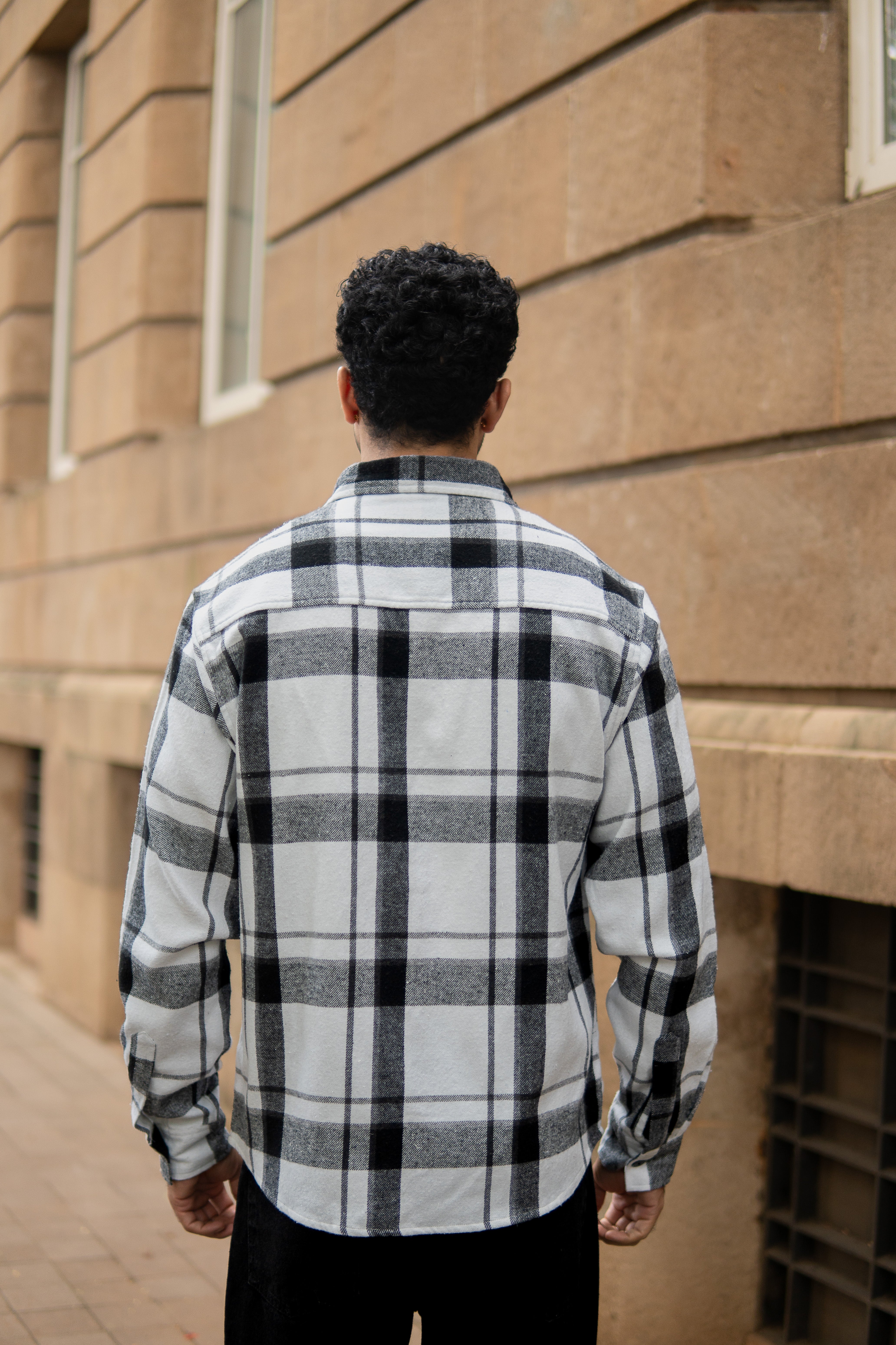 White And Black Checks Shirt With Pockets