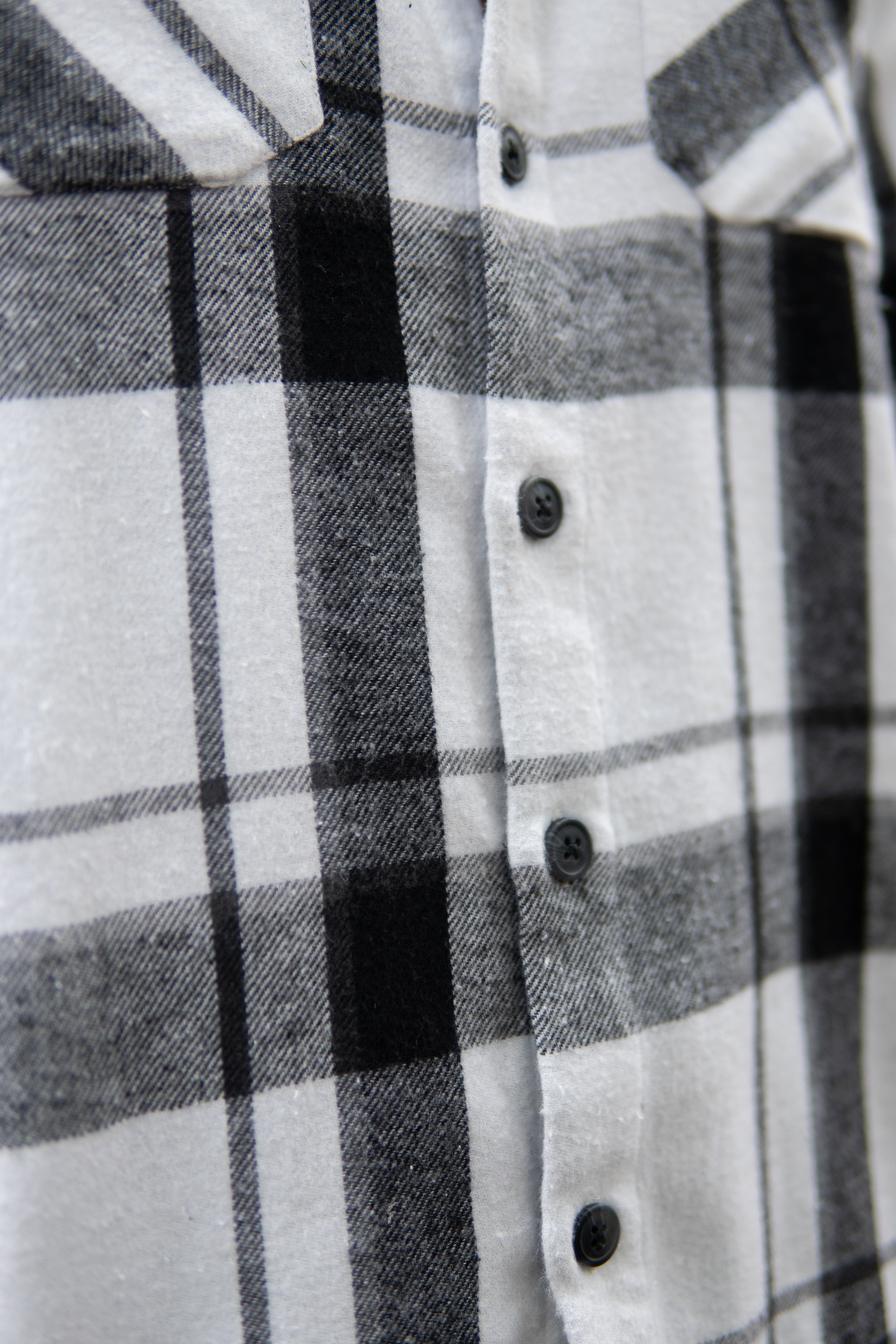 White And Black Checks Shirt With Pockets