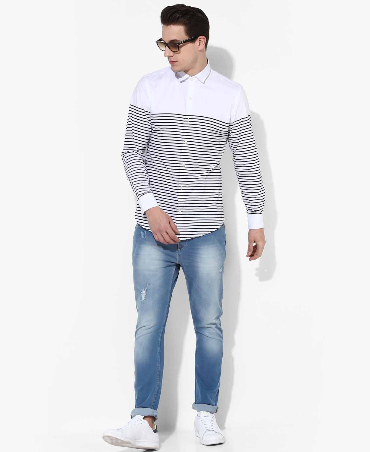 White Stripes Casual Shirt