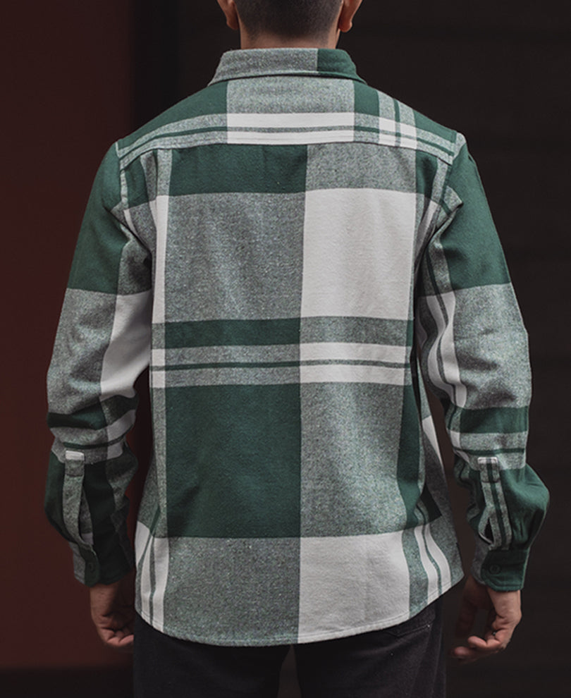 Forest Green Checked Regular Fit Full Sleeve Shirt