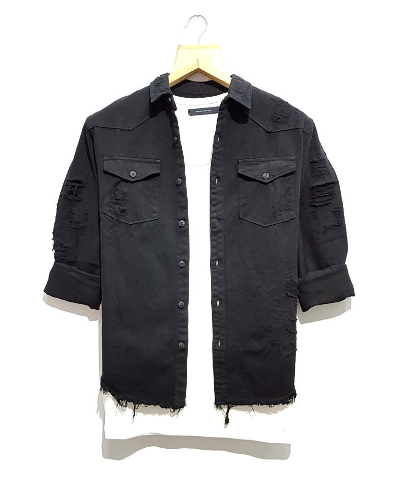 Black Ripped Casual Shirt