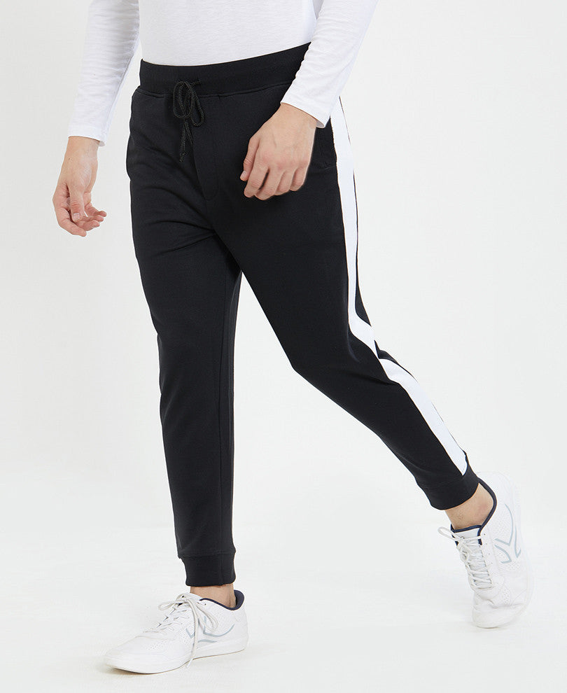 Mens Black Stripes Track Pant