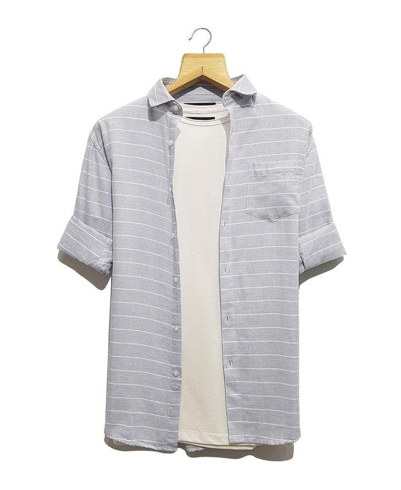 Light Purple And White Stripes Casual Shirt
