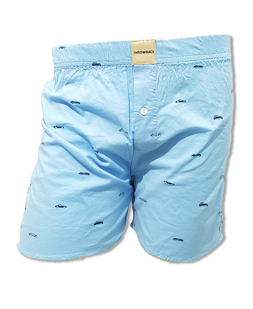 Mens Blue Printed Boxer