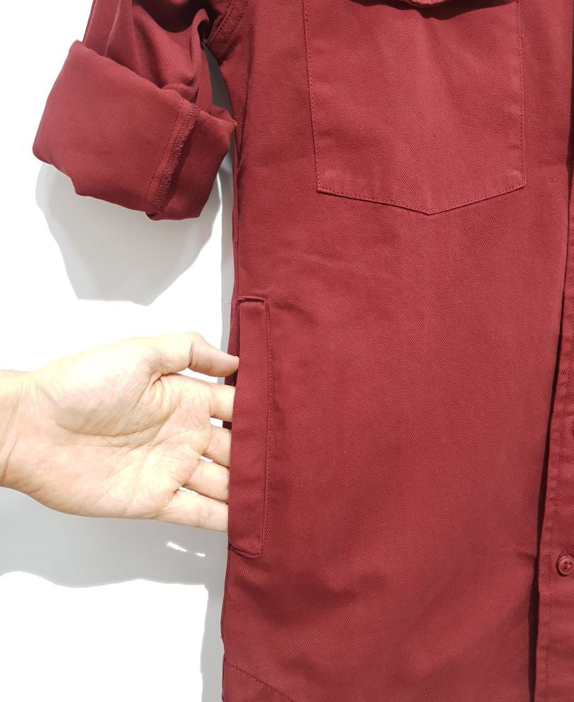 Maroon Denim Casual Shirt