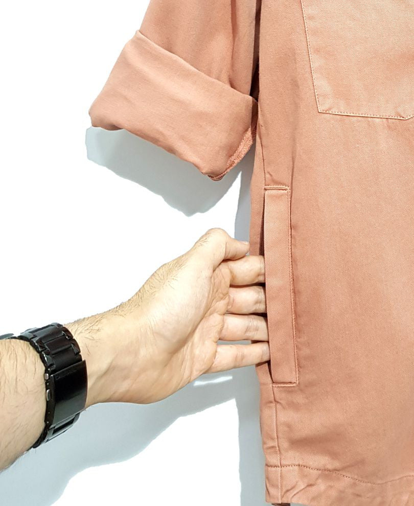 Peach Denim Casual Shirt