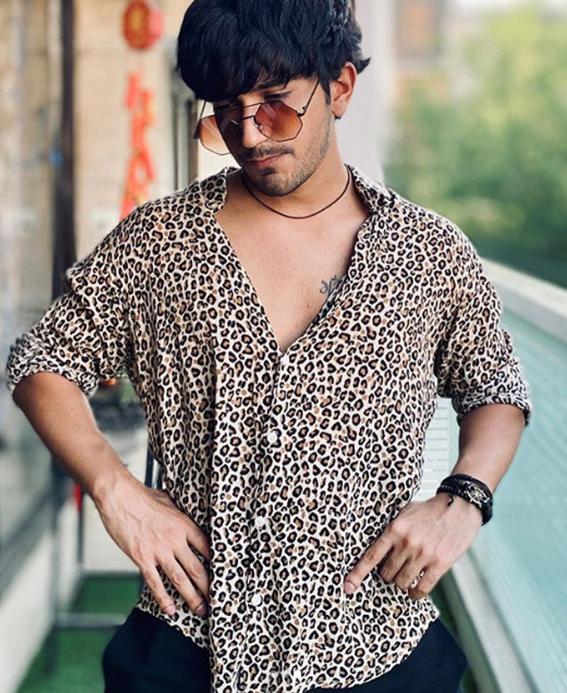 Mens Leopard Printed Full Sleeves Shirt