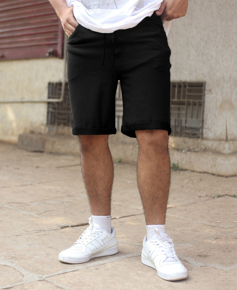 Urban Black Plain Shorts