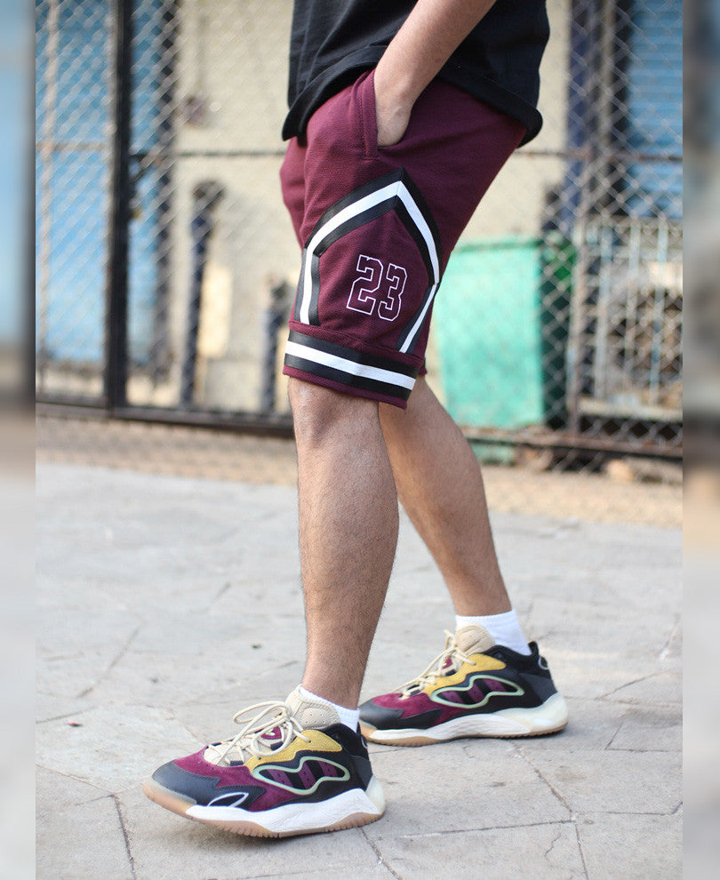 Maroon Side Stripe 23 Shorts