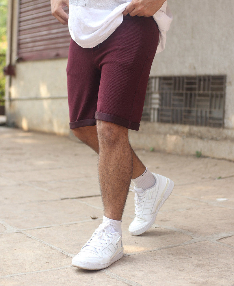Urban Maroon Plain Shorts
