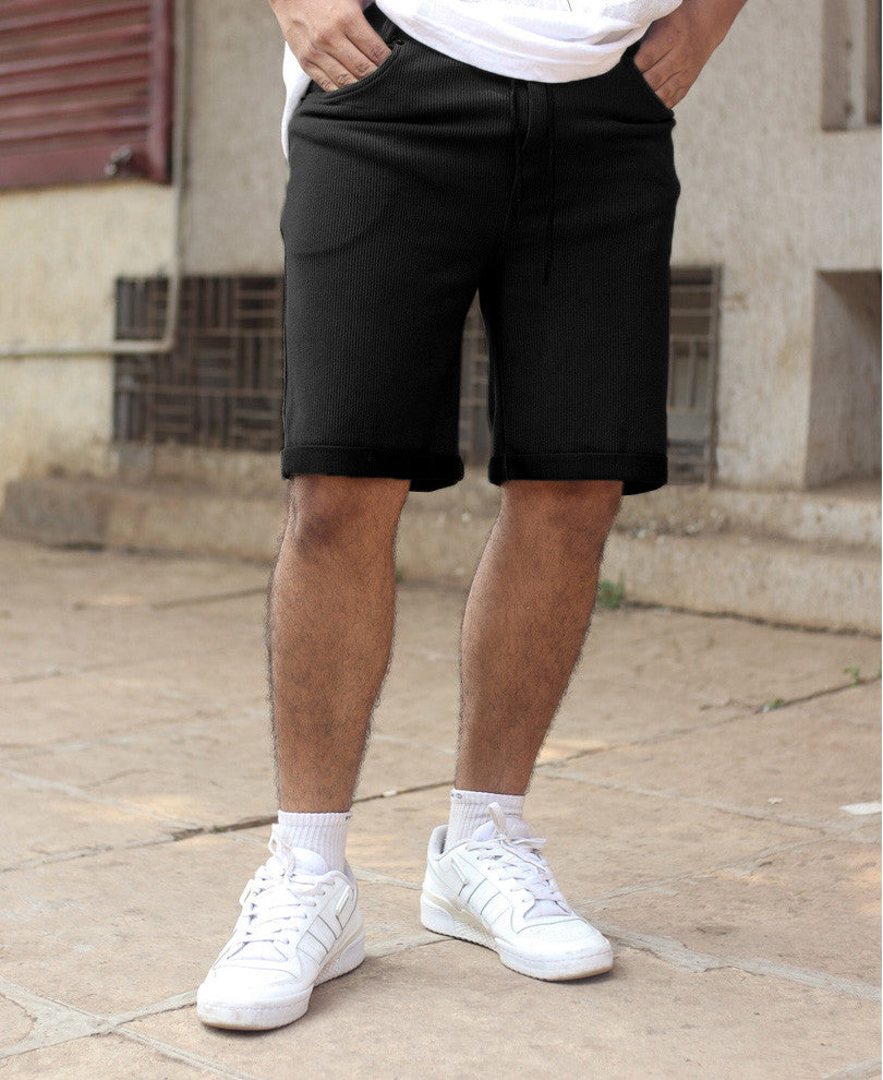 Urban Black Plain Shorts