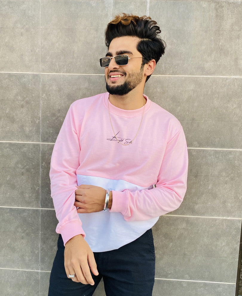 Pink and White Bright Side Full Sleeves T Shirt