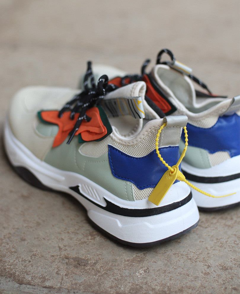 Beige and Orange Chunky Sneakers