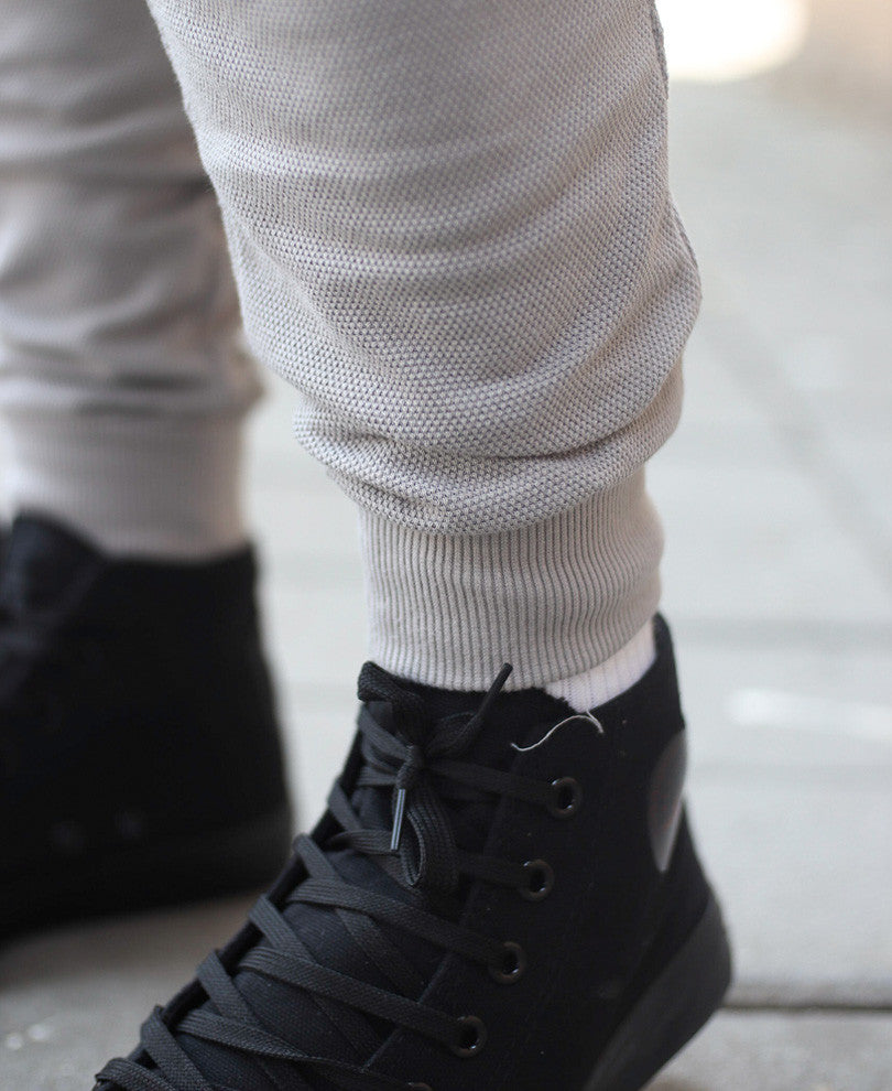 Grey Plain With Back Zip Joggers