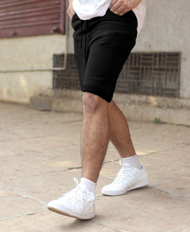 Urban Black Plain Shorts