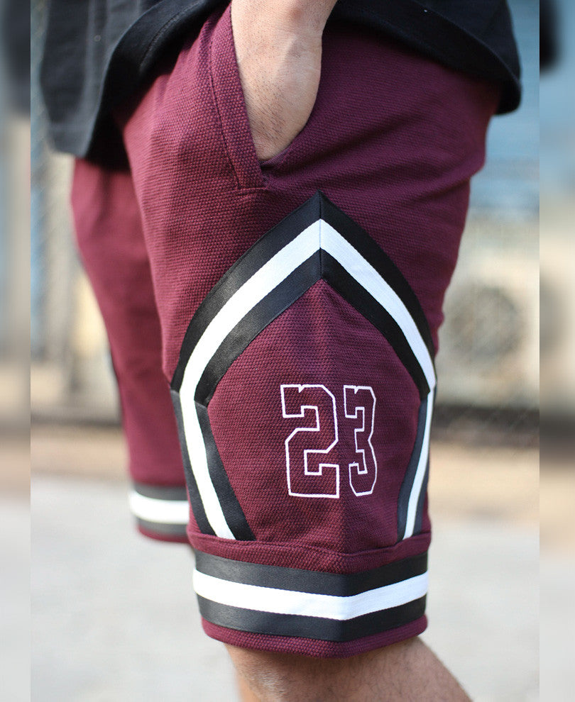 Maroon Side Stripe 23 Shorts