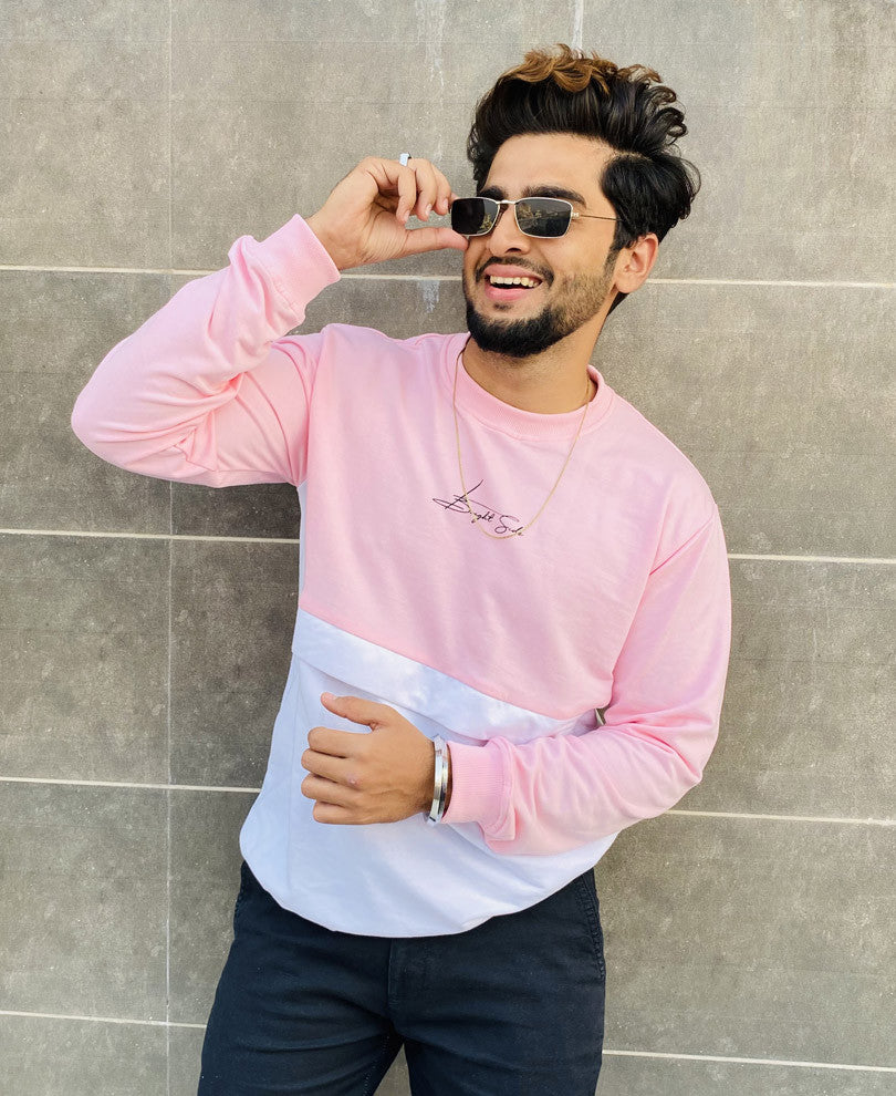 Pink and White Bright Side Full Sleeves T Shirt