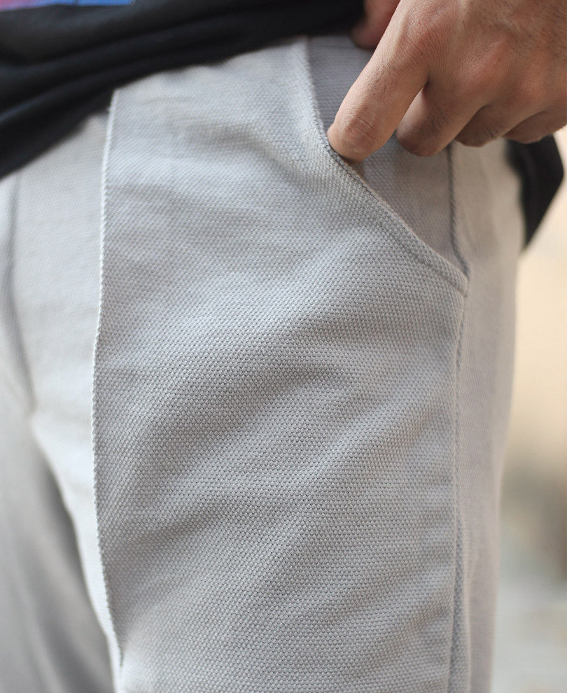 Grey Plain With Back Zip Joggers