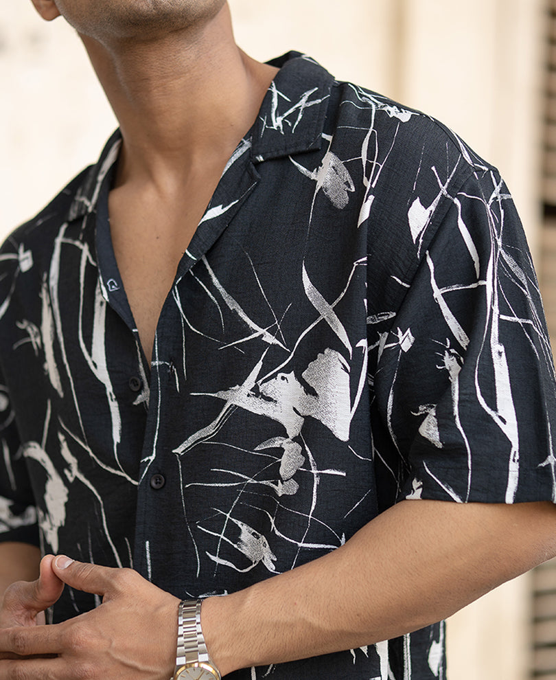 Black Abstract Flowy Shirt