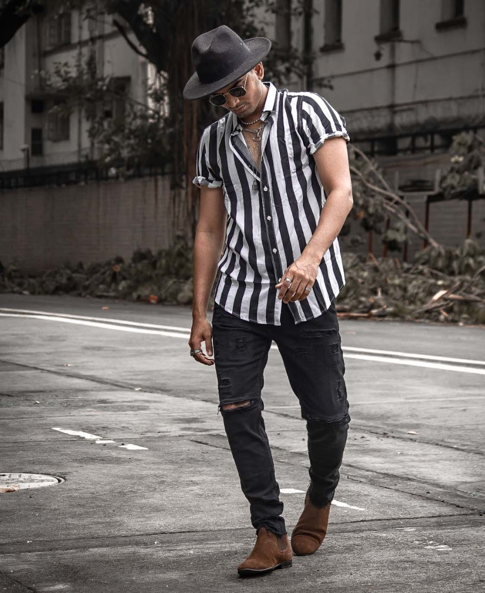 Black Stripes Half Sleeves Shirt