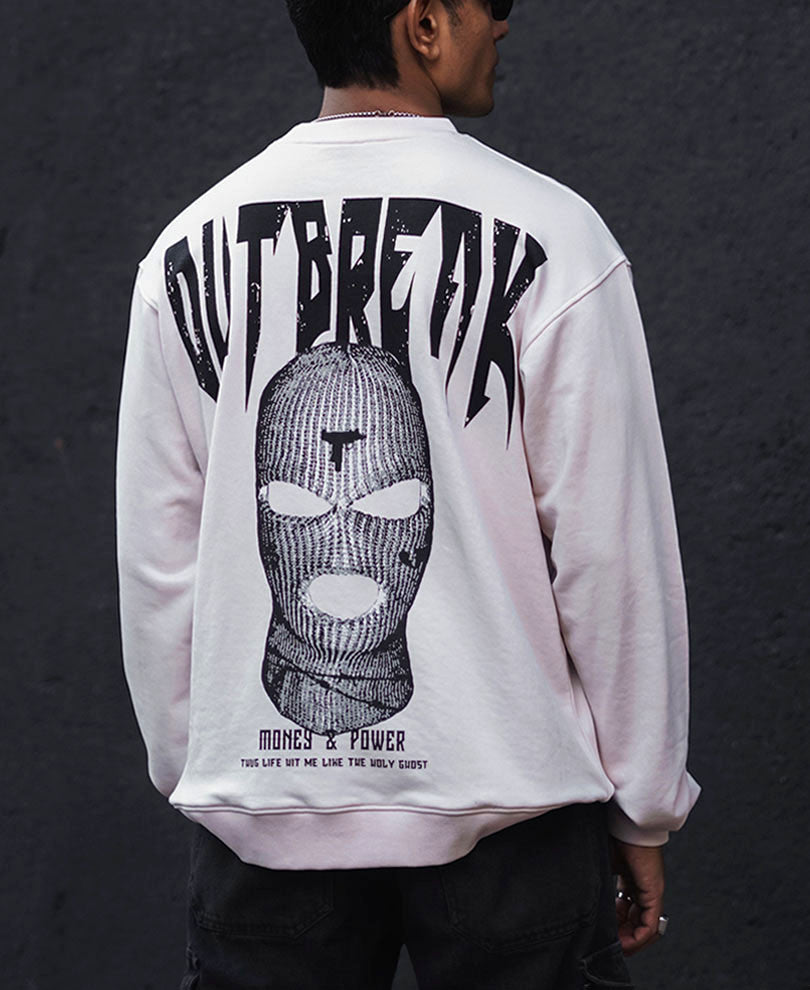 Cream Out Break Print Oversized Sweatshirt