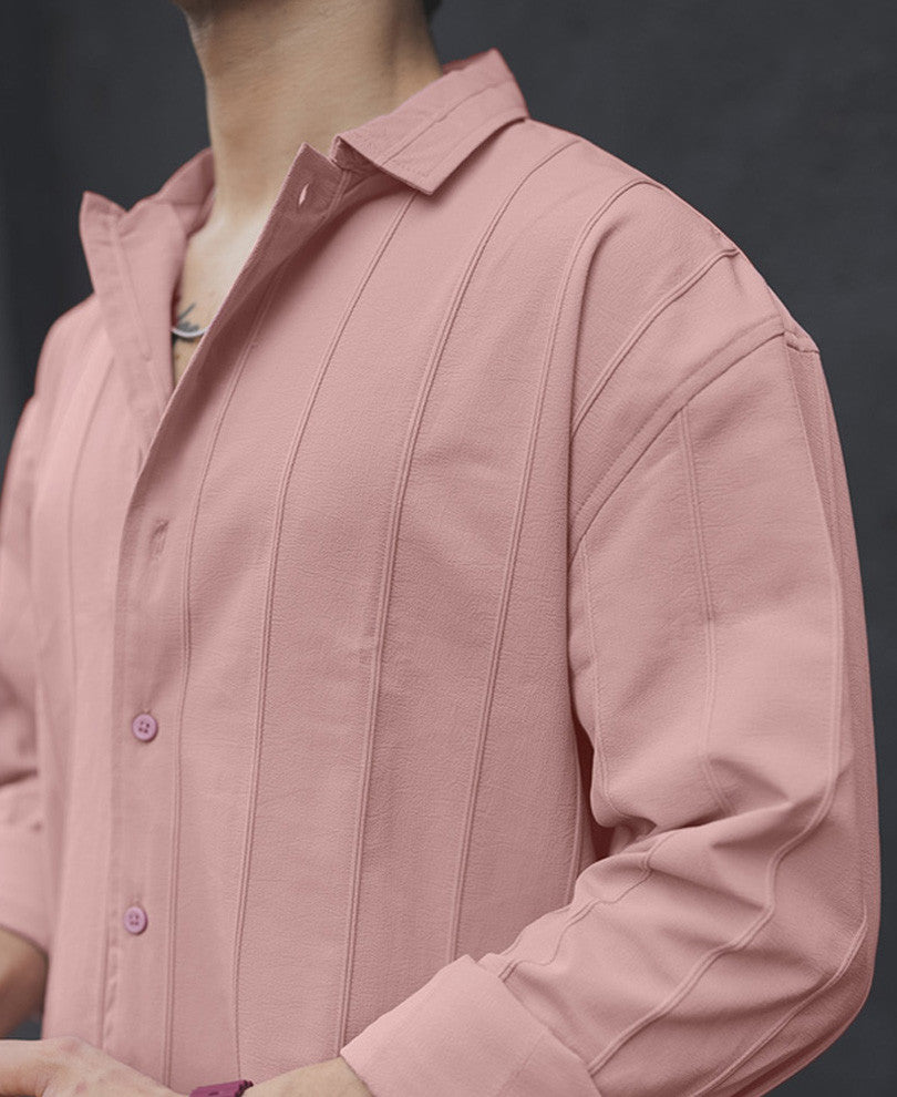 Peach Structured Full Sleeves Shirt
