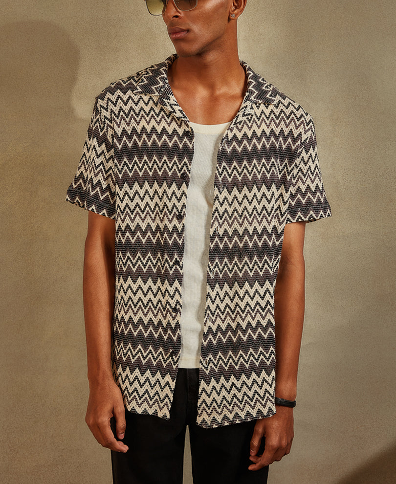 Multicolor Structured Half Sleeves Shirt