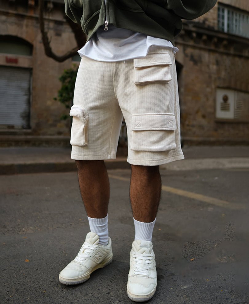 Cream Cargo Pocket Shorts