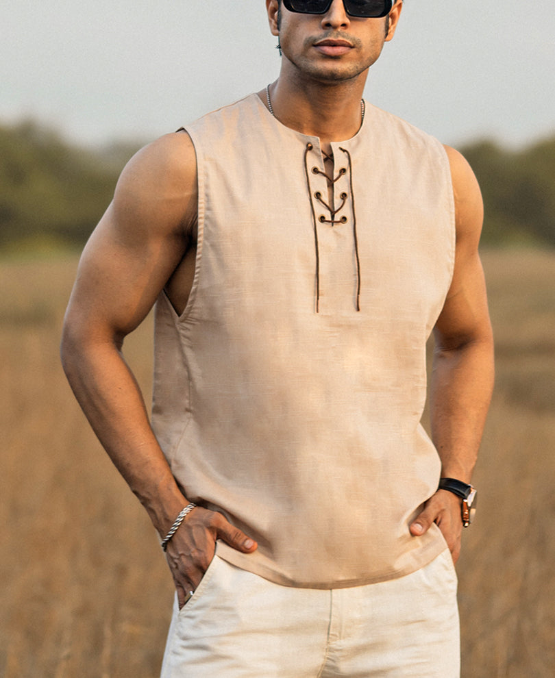 Beige Sleeveless Vest