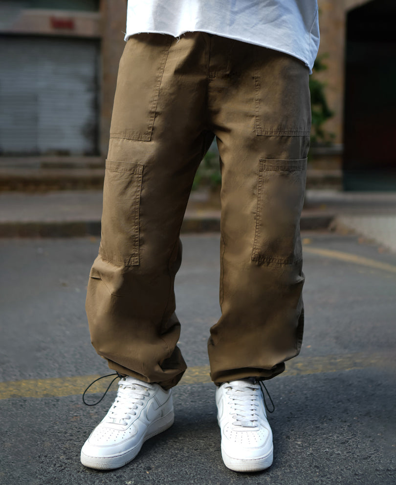Brown Baggy Fit Parachute Pant