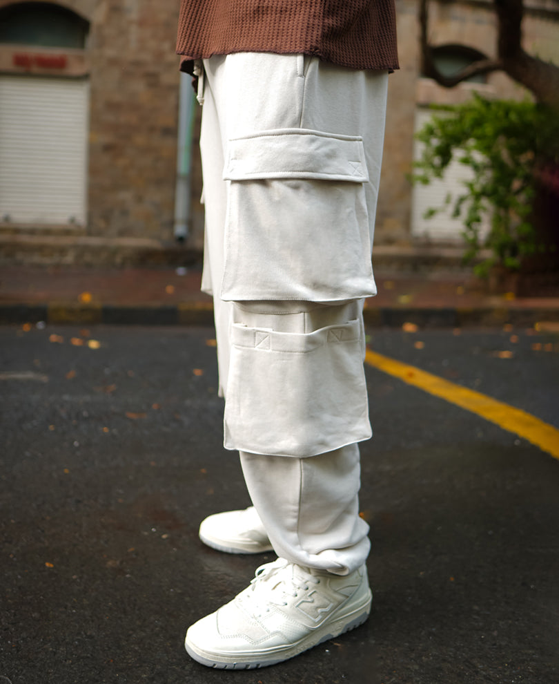 Light Beige Cargo Pocket Regular Fit Track Pant