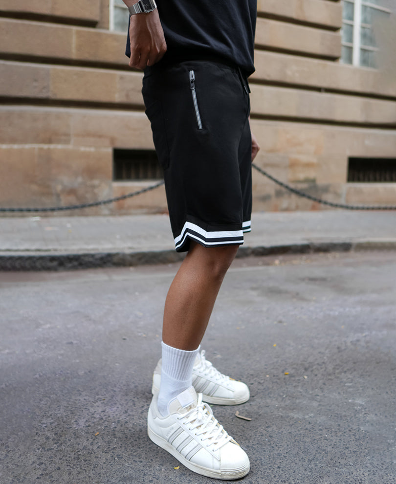 Black Baggy Fit Shorts with Pocket Chain