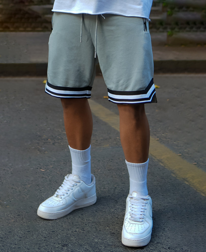 Grey Baggy Fit Shorts with Pocket Chain