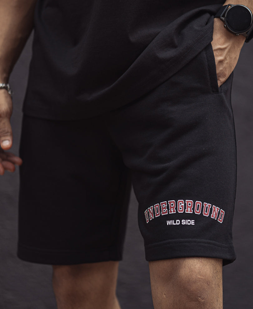 Black Underground Printed Shorts