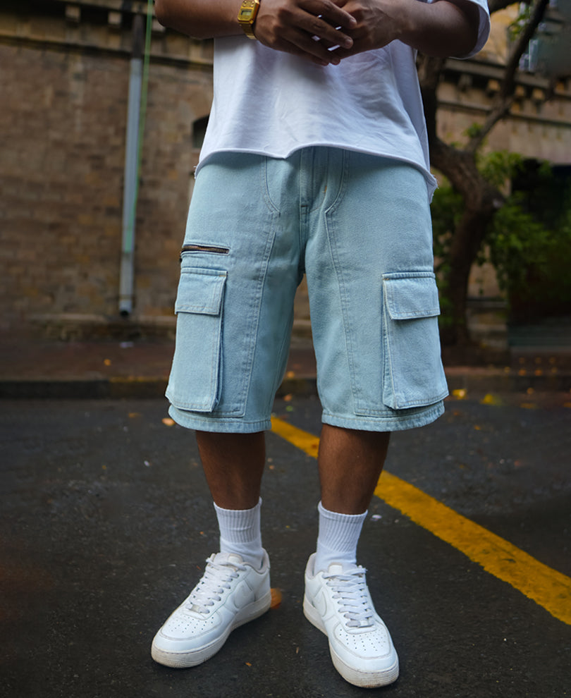 Ice Blue Baggy DenimsÃ‚Â Shorts