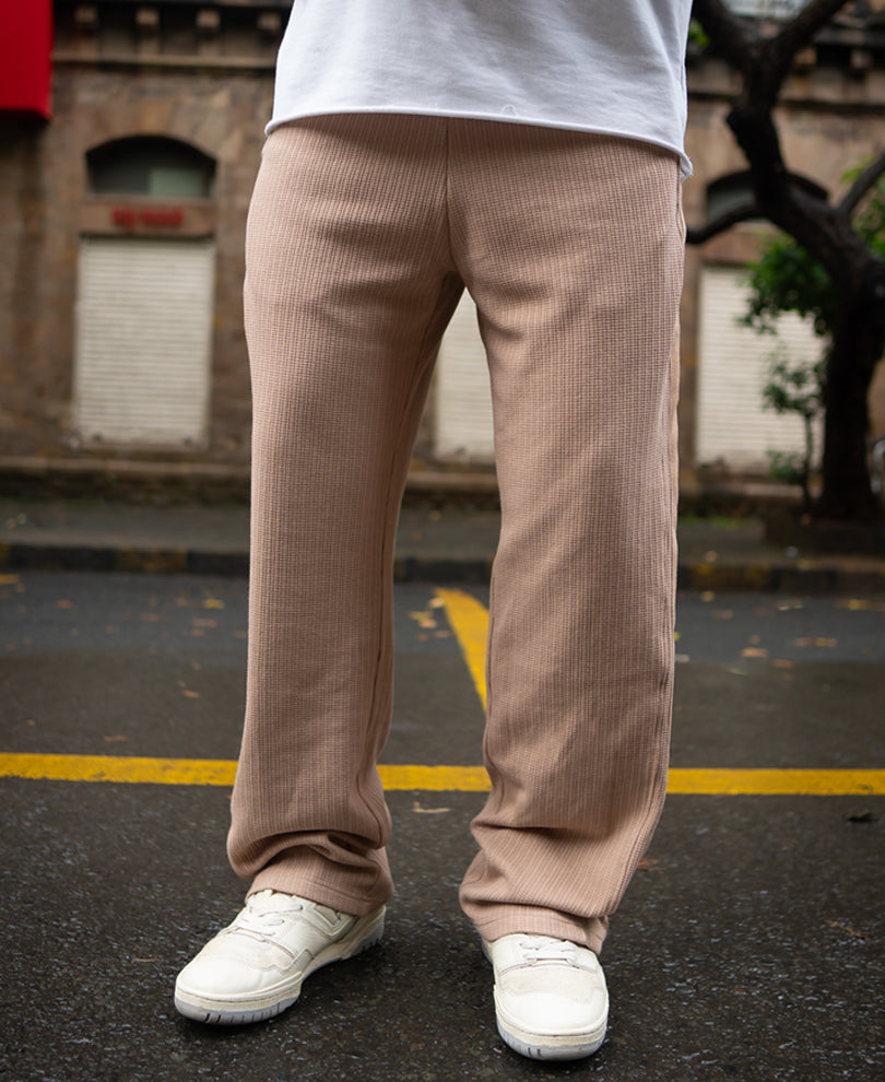 Beige Baggy Fit Track Pant