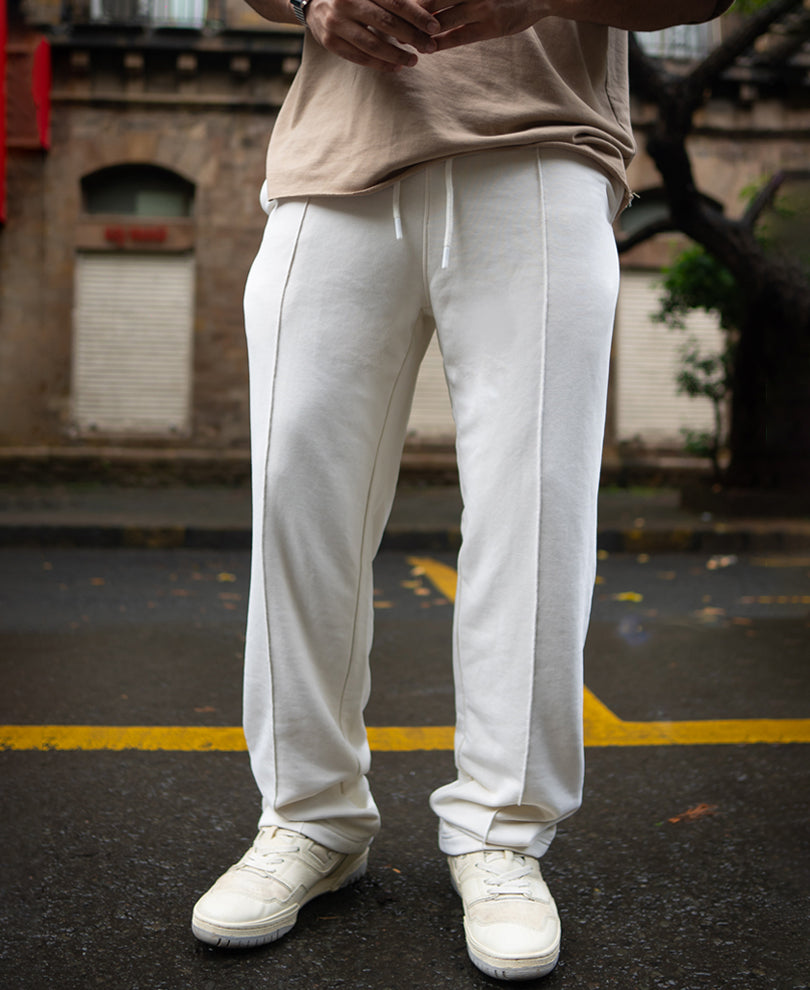 White Baggy Fit Track Pant
