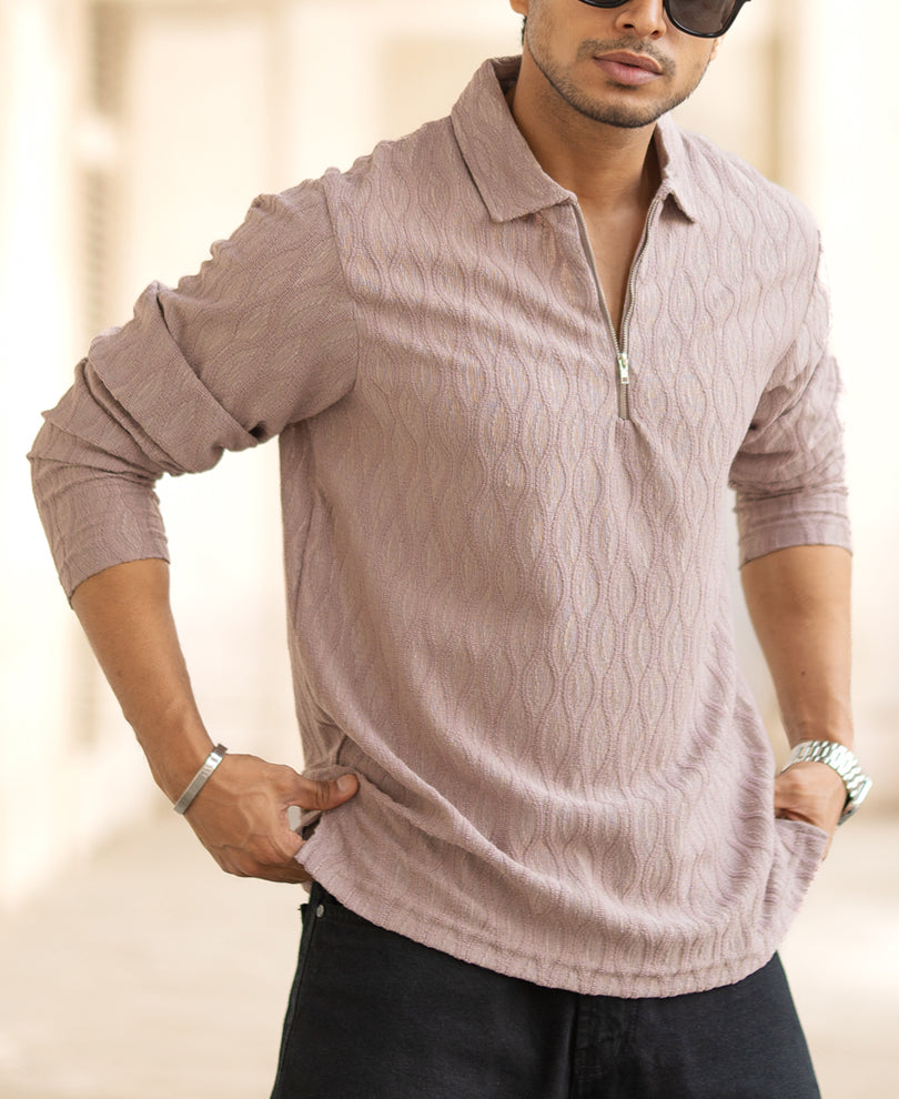 Dusty Rose Structured Polo Shirt