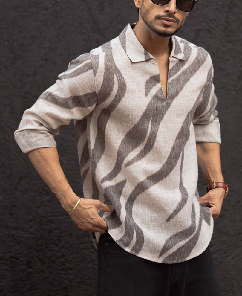 Multi Colour Regular Fit Full Sleeves Kurta Style Shirt