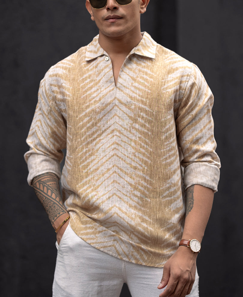 Yellow Regular Fit Full Sleeves Shirt