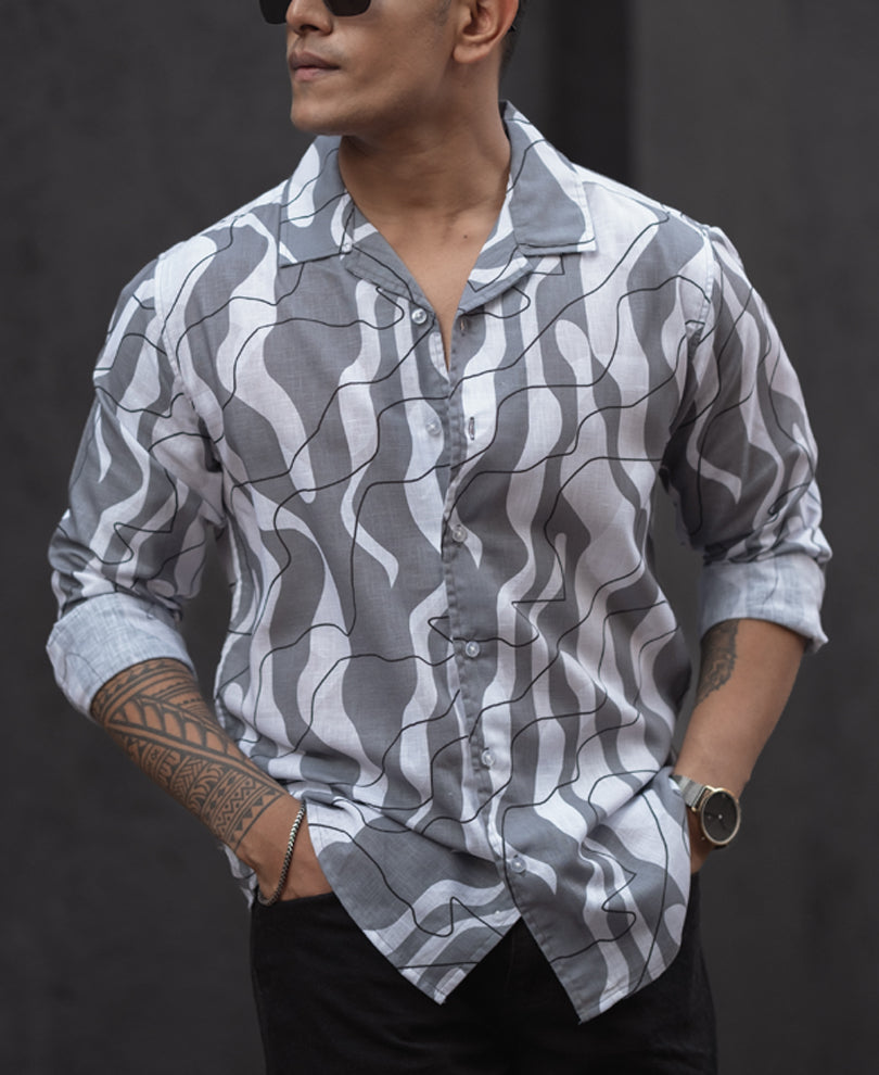 Light Grey Regular Fit Full Sleeves Shirt