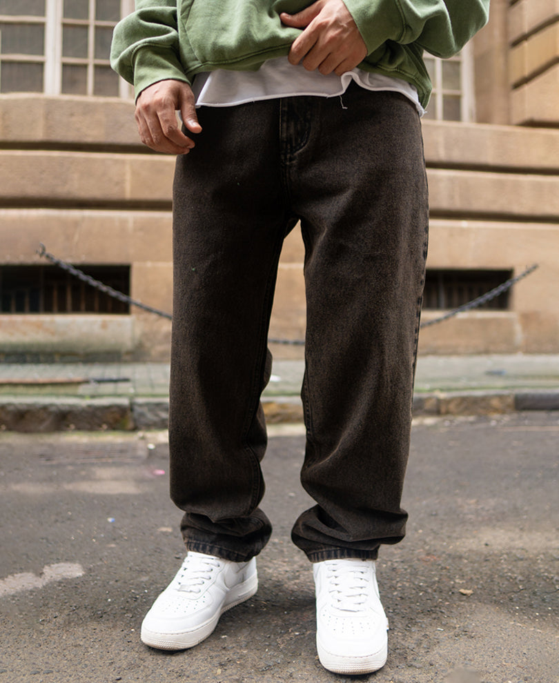 Brown Baggy fit Denim Jeans