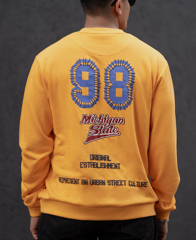 Mustard 98 Printed Regular Fit Full Sleeves T-Shirt