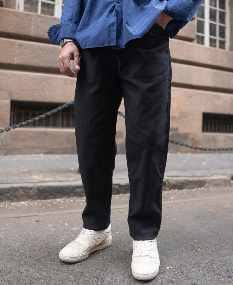 Black Linen Regular Fit Pant