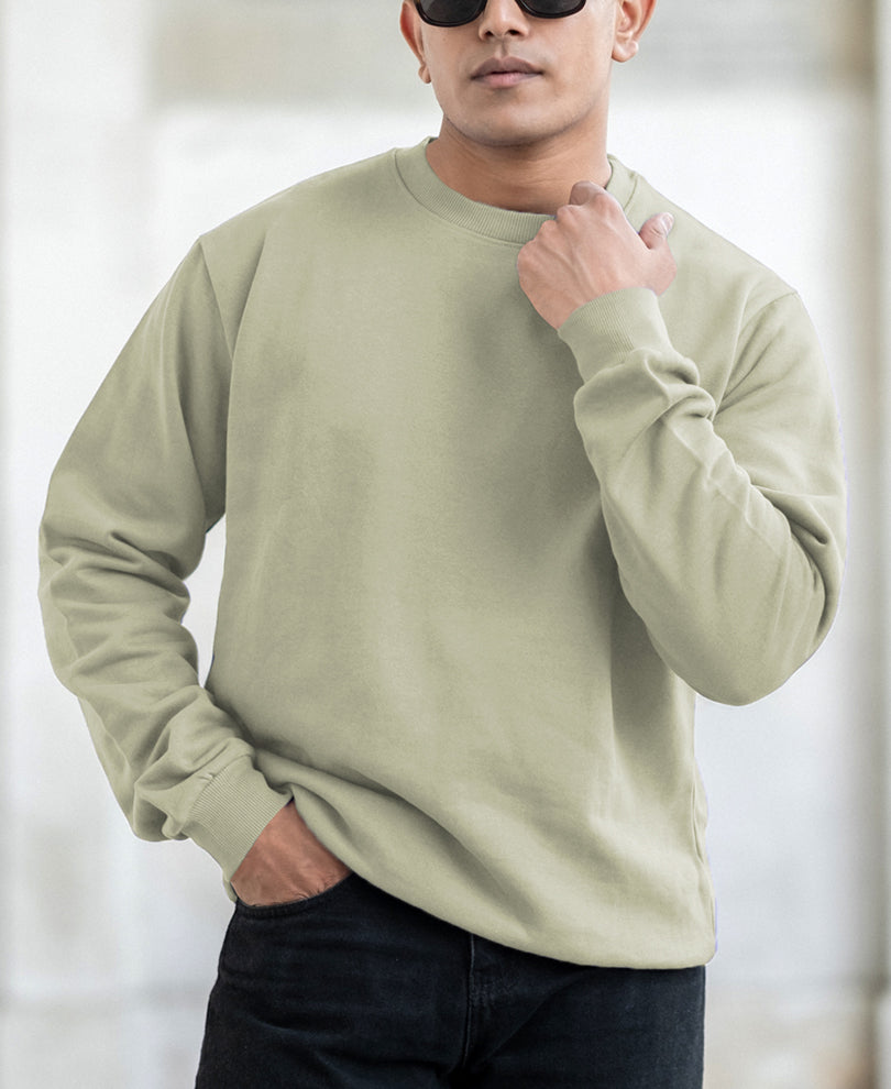 Aqua Green Basic Round Neck Regular Fit Full Sleeves T-Shirt