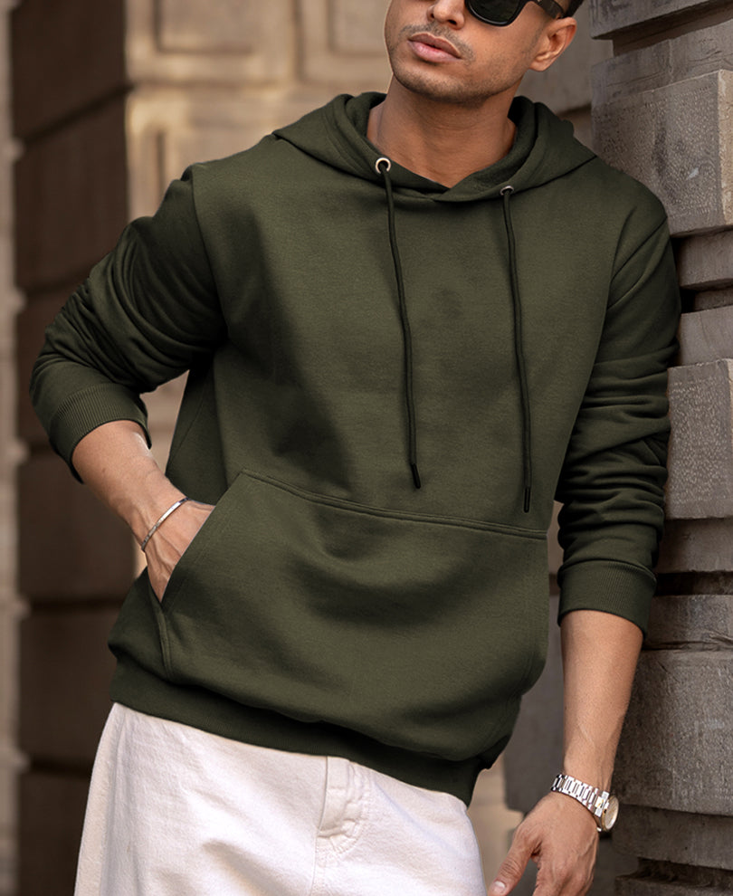 Olive Regular Fit Hoodie Style Sweatshirt