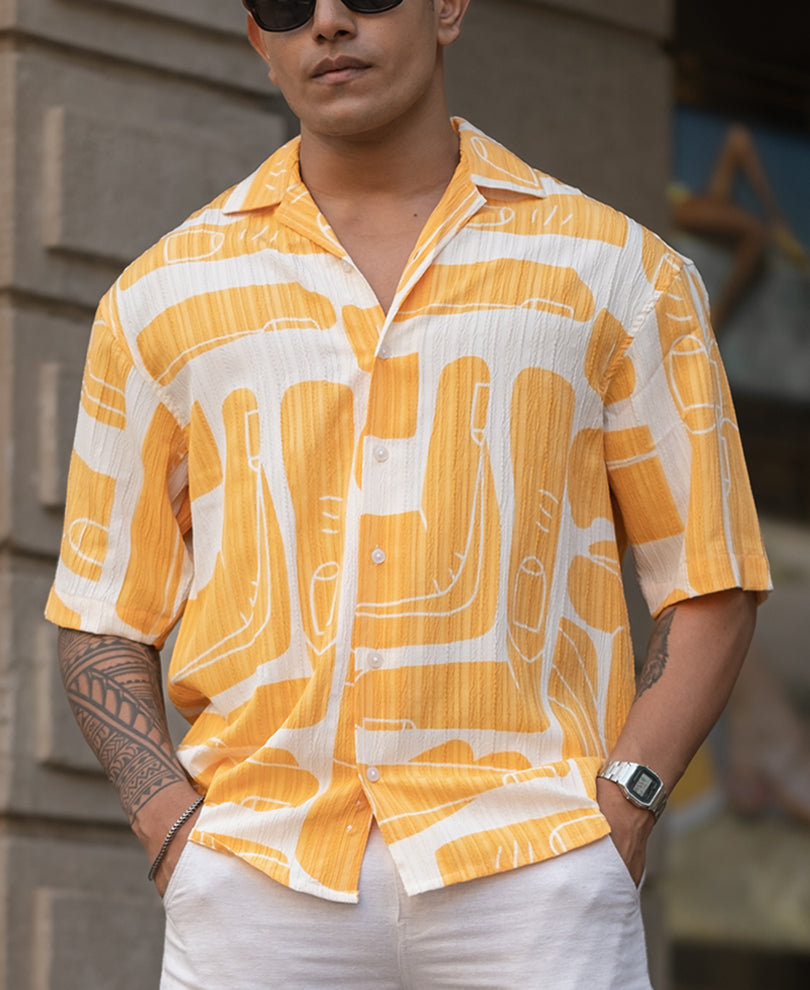 Mustard Oversized Half Sleeves Shirt